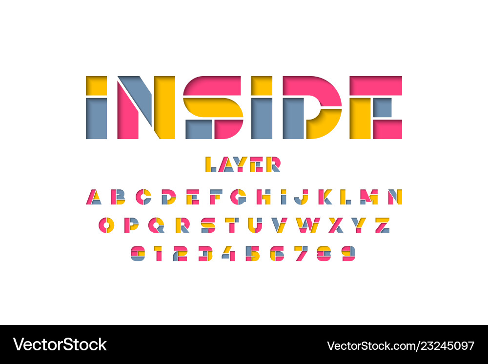 Layered Paper Cut Alphabet Set Vector Image