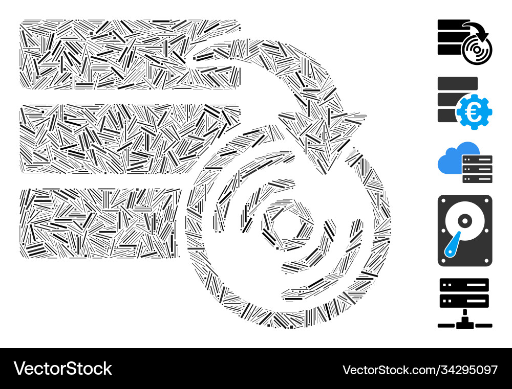 Line collage database backup icon Vector Image