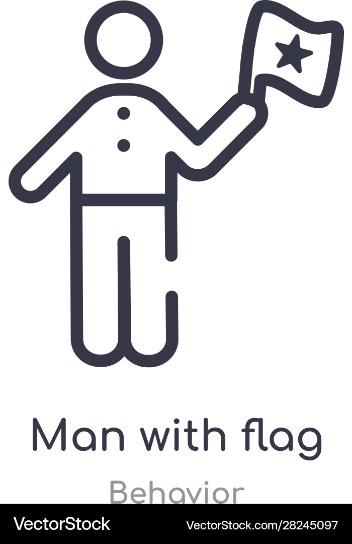 Man with flag outline icon isolated line from Vector Image