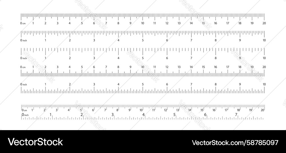 Measuring ruler in set both systems Measuring ruler in set both systems Vector Image