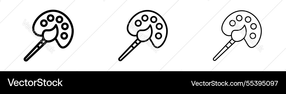 Palette icons in three different stroke lines Vector Image