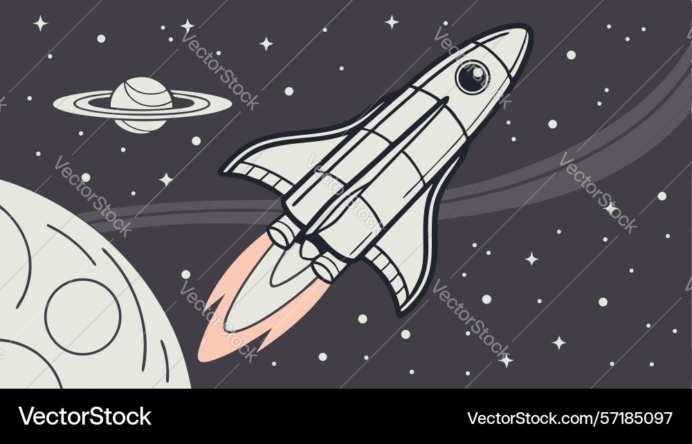 Rocket launch from planet dynamic space departure vector image