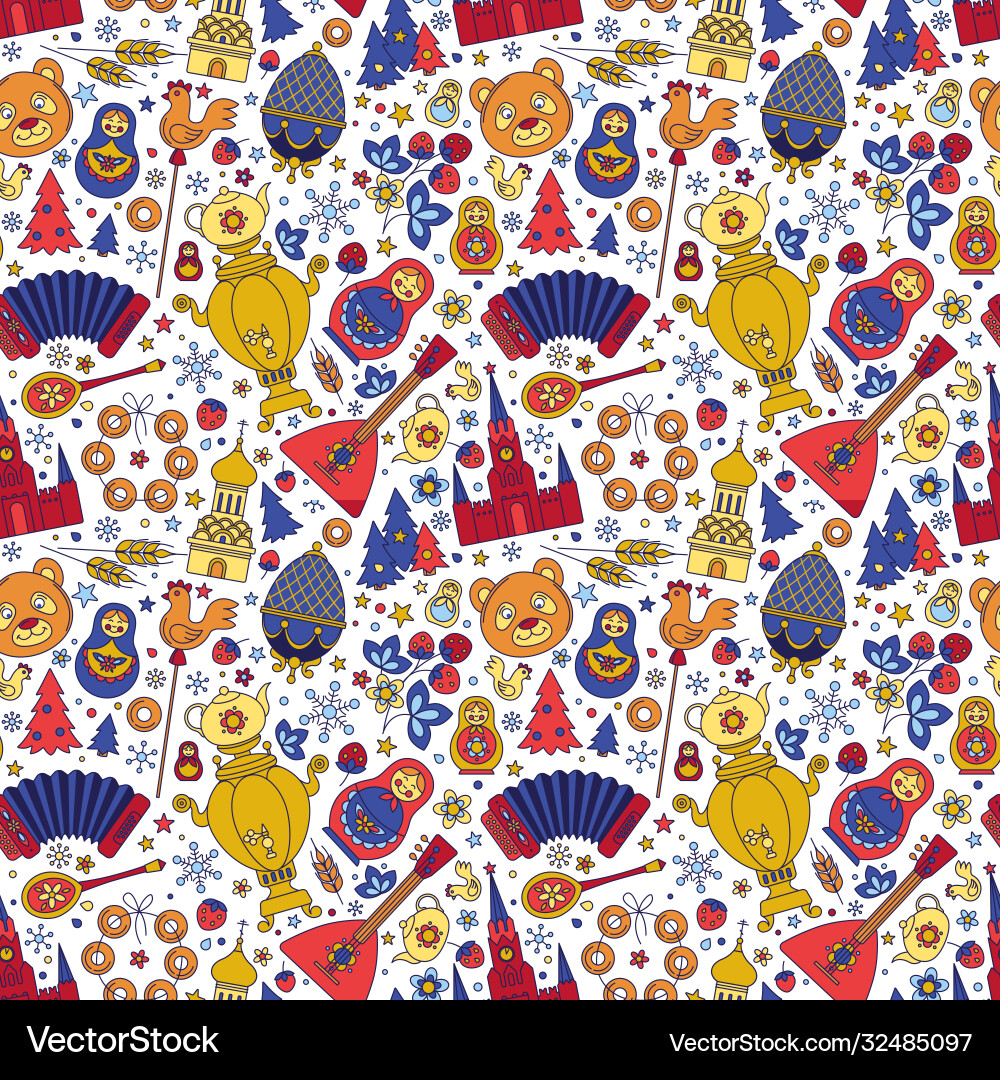 Russian Icon Seamless Pattern Vector Image