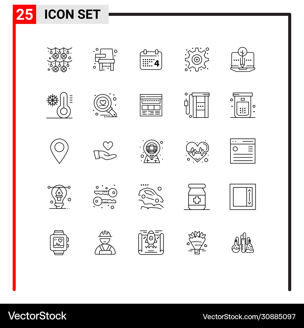 Set 25 lines on grid for organic setting Vector Image