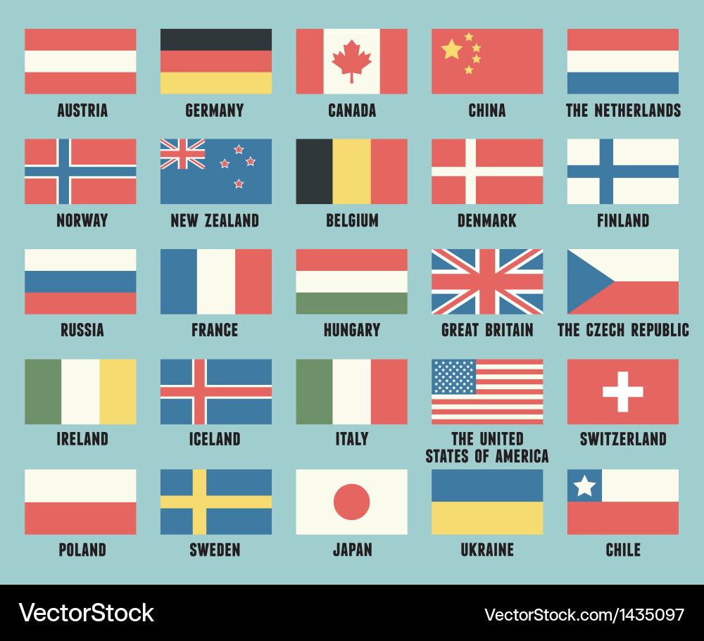 Set of flags different countries vector image