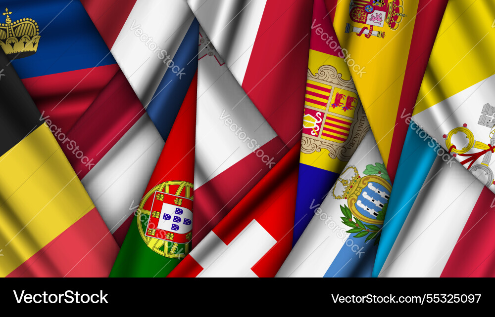 Set of variant flags stacked on top each other Vector Image