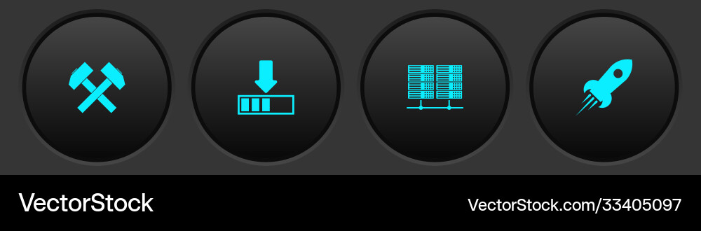 Set two crossed hammers loading server data vector image