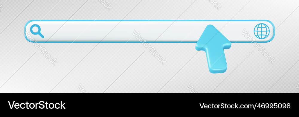 3d render web search site bar with arrow cursor 3d render web search site bar with arrow cursor vector image