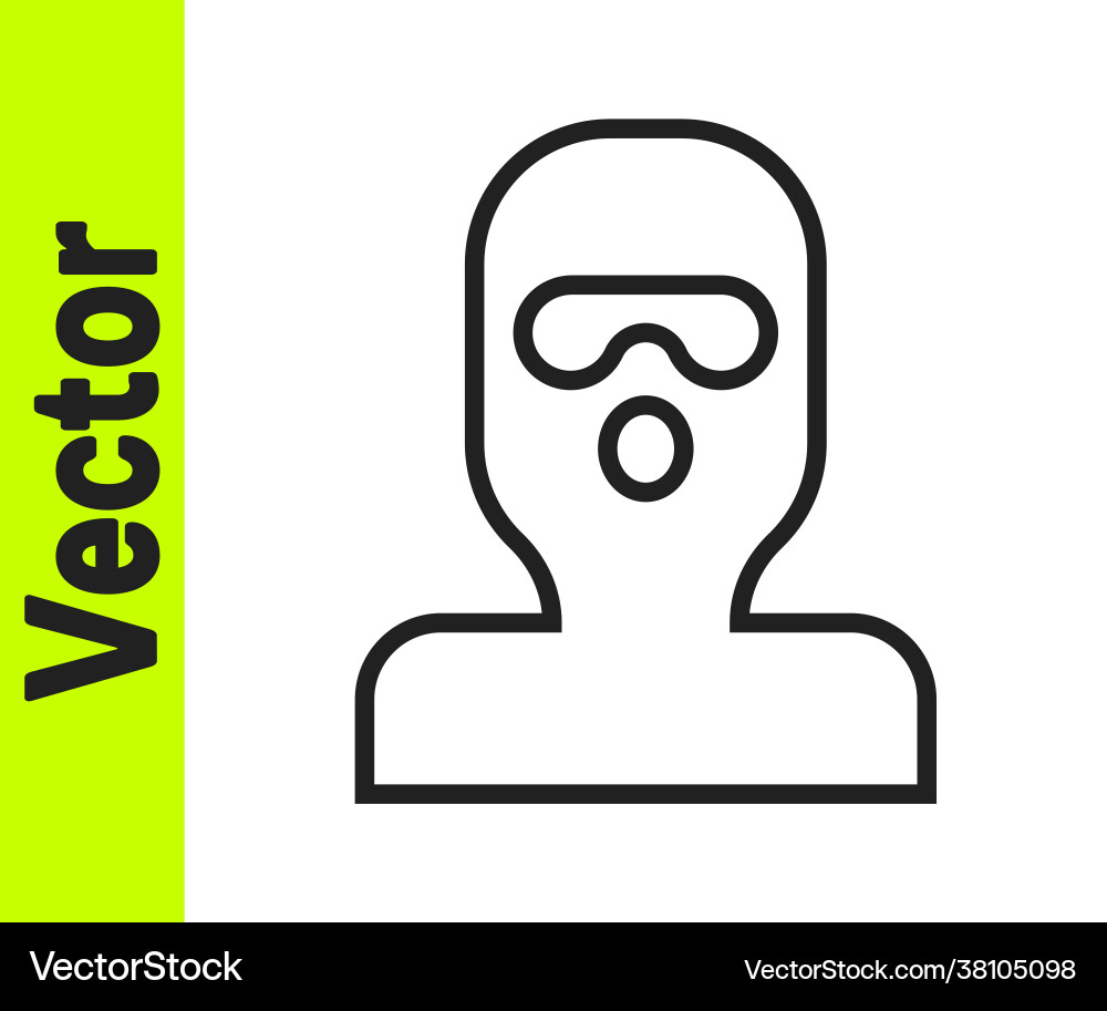 Black line thief mask icon isolated on white Vector Image