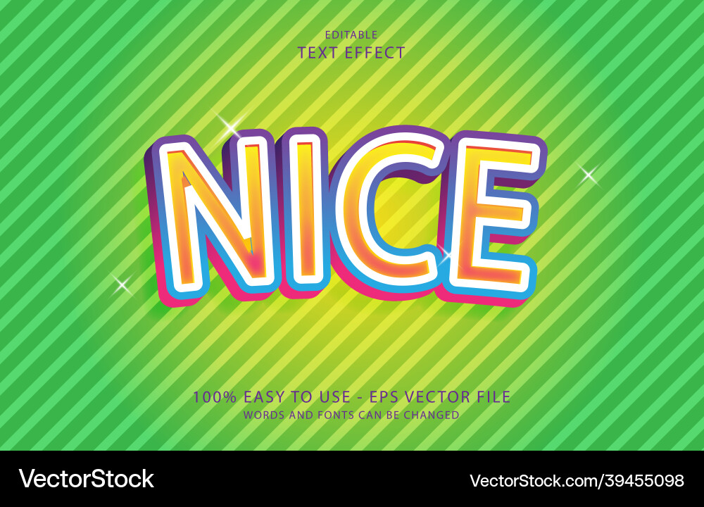 Editable text effect nice style vector image