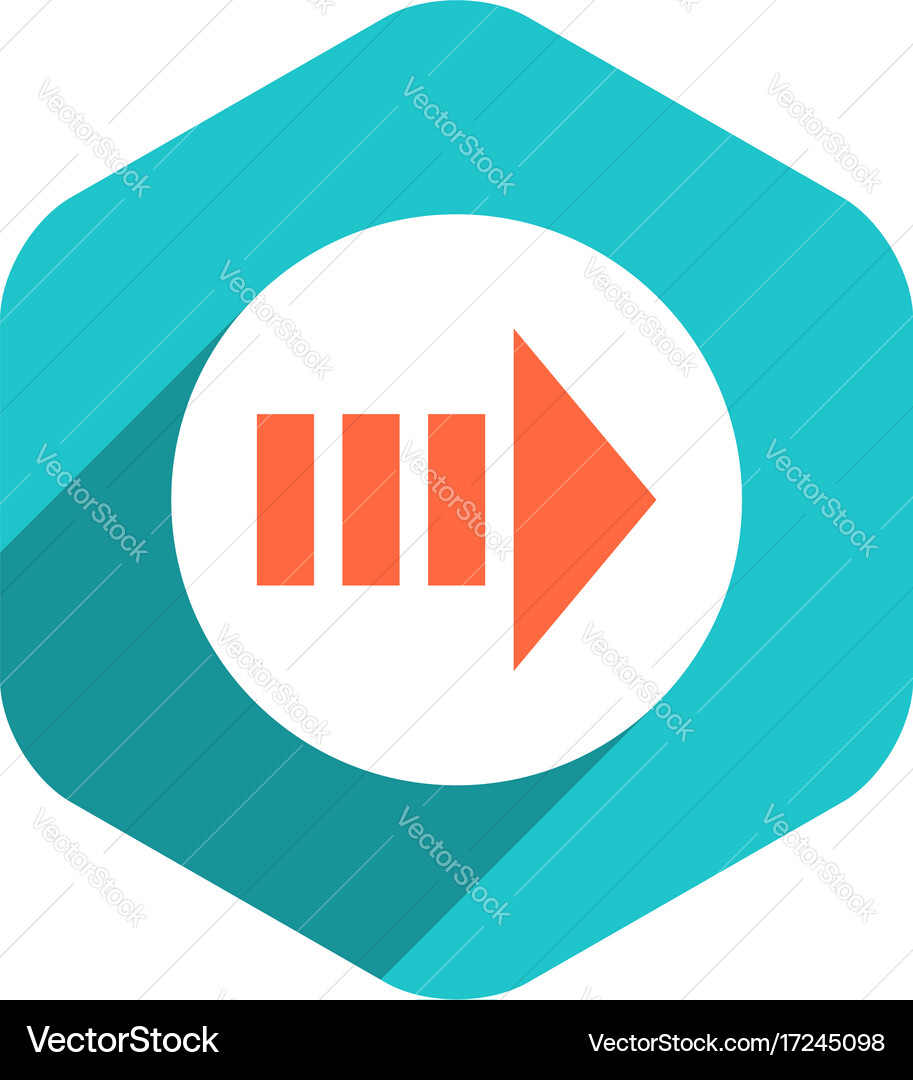 Flat arrow sign round icon hexagon button vector image
