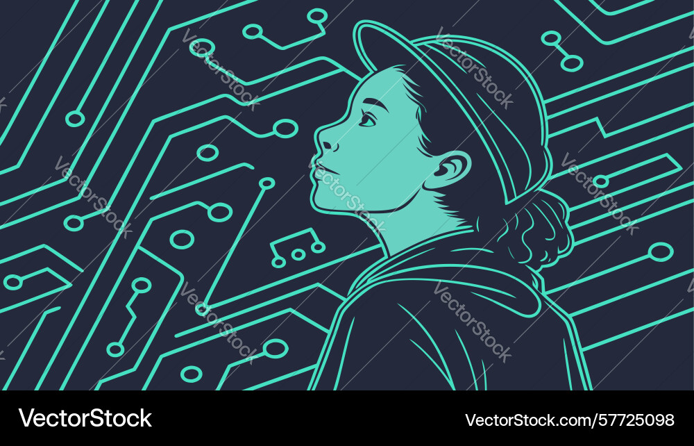 Future tech innovation digital learning circuit vector image