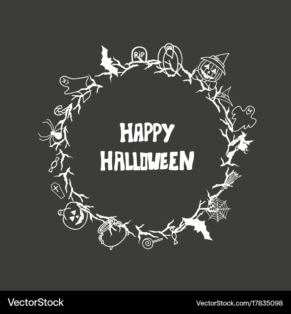 Halloween hand drawn invitation or greeting cards Vector Image