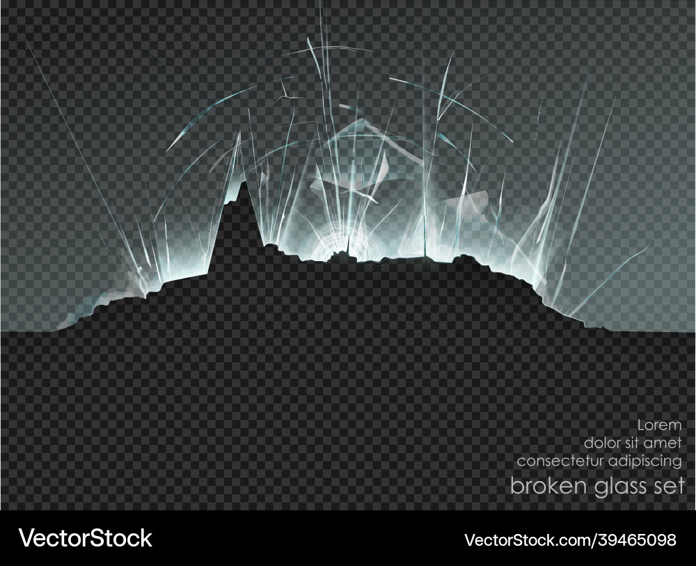 Hole broken glass on transparent background Hole broken glass on transparent background vector image