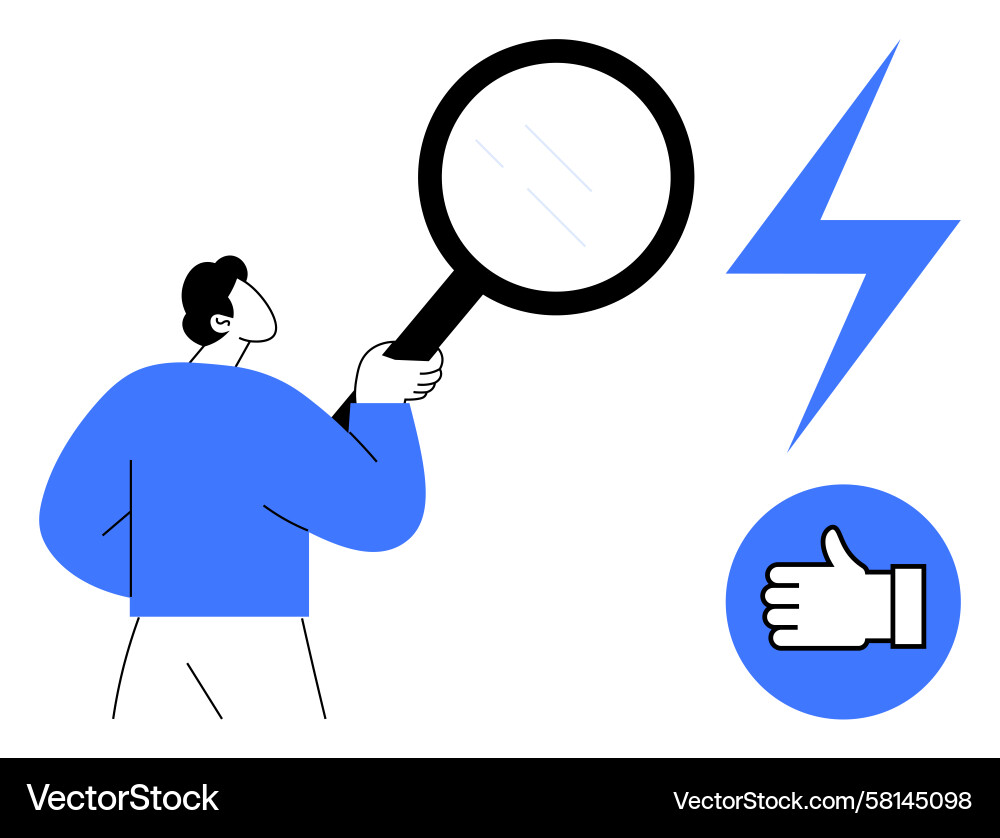 Man Analyzing Data with Magnifying Glass Vector Image