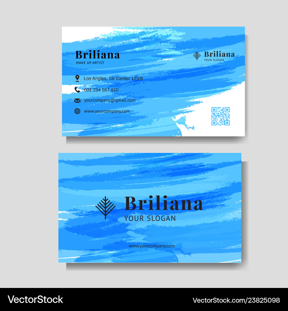 Minimalist business card with blue brush vector image