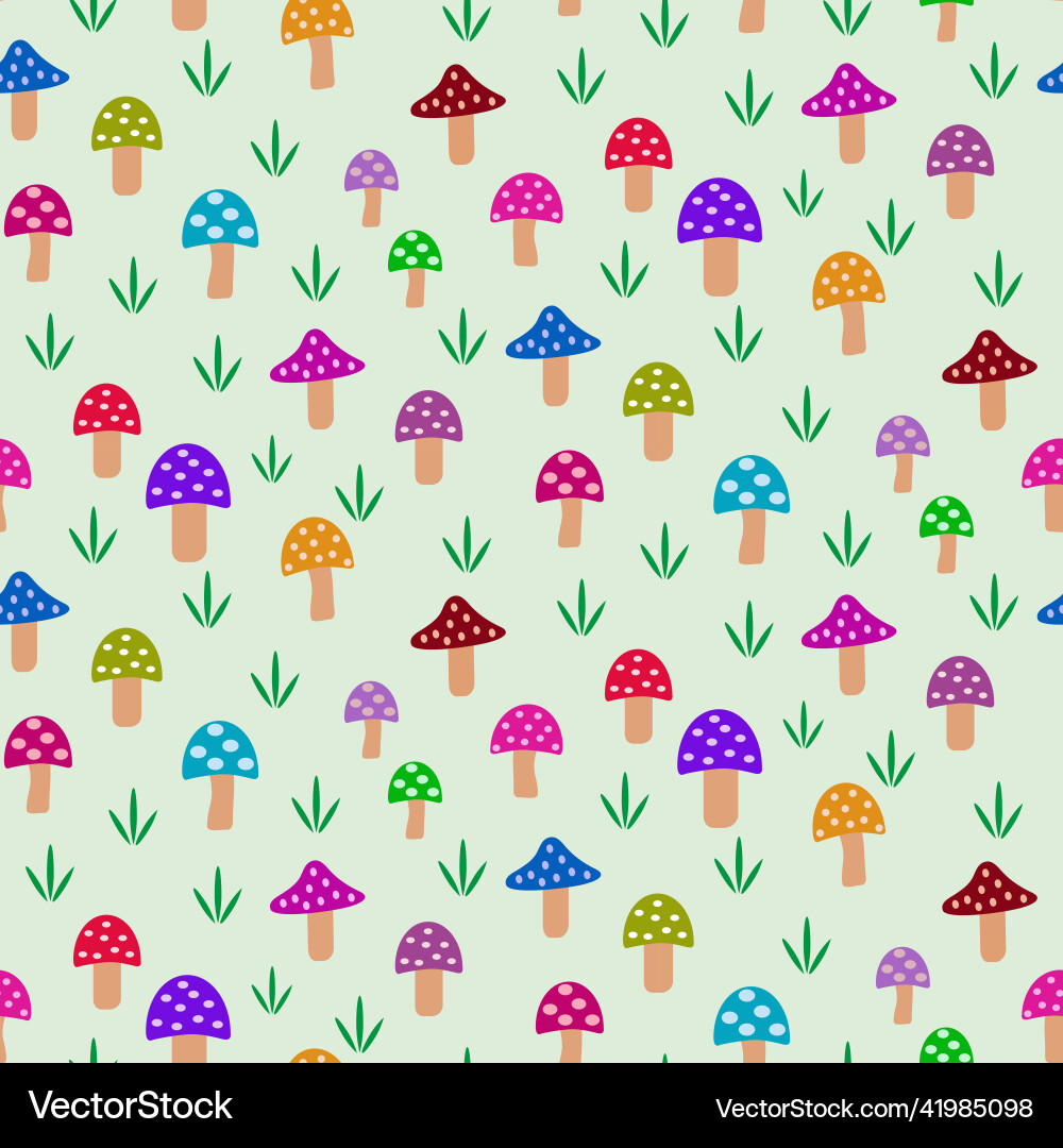 Multicolored mushroom seamless pattern Multicolored mushroom seamless pattern Vector Image