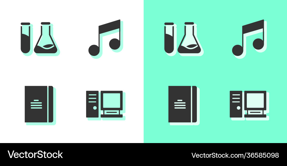 Set computer monitor test tube and flask spiral Set computer monitor test tube and flask spiral vector image