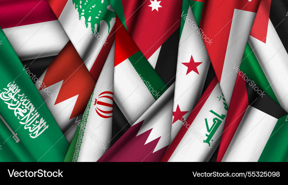 Set of variant flags stacked on top each other Vector Image