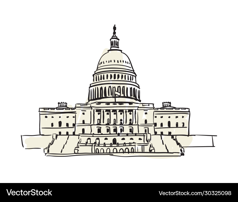 Usa capitol building in washington hand drawn icon Usa capitol building in washington hand drawn icon vector image