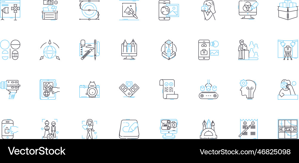 Visual design linear icons set composition color Visual design linear icons set composition color vector image