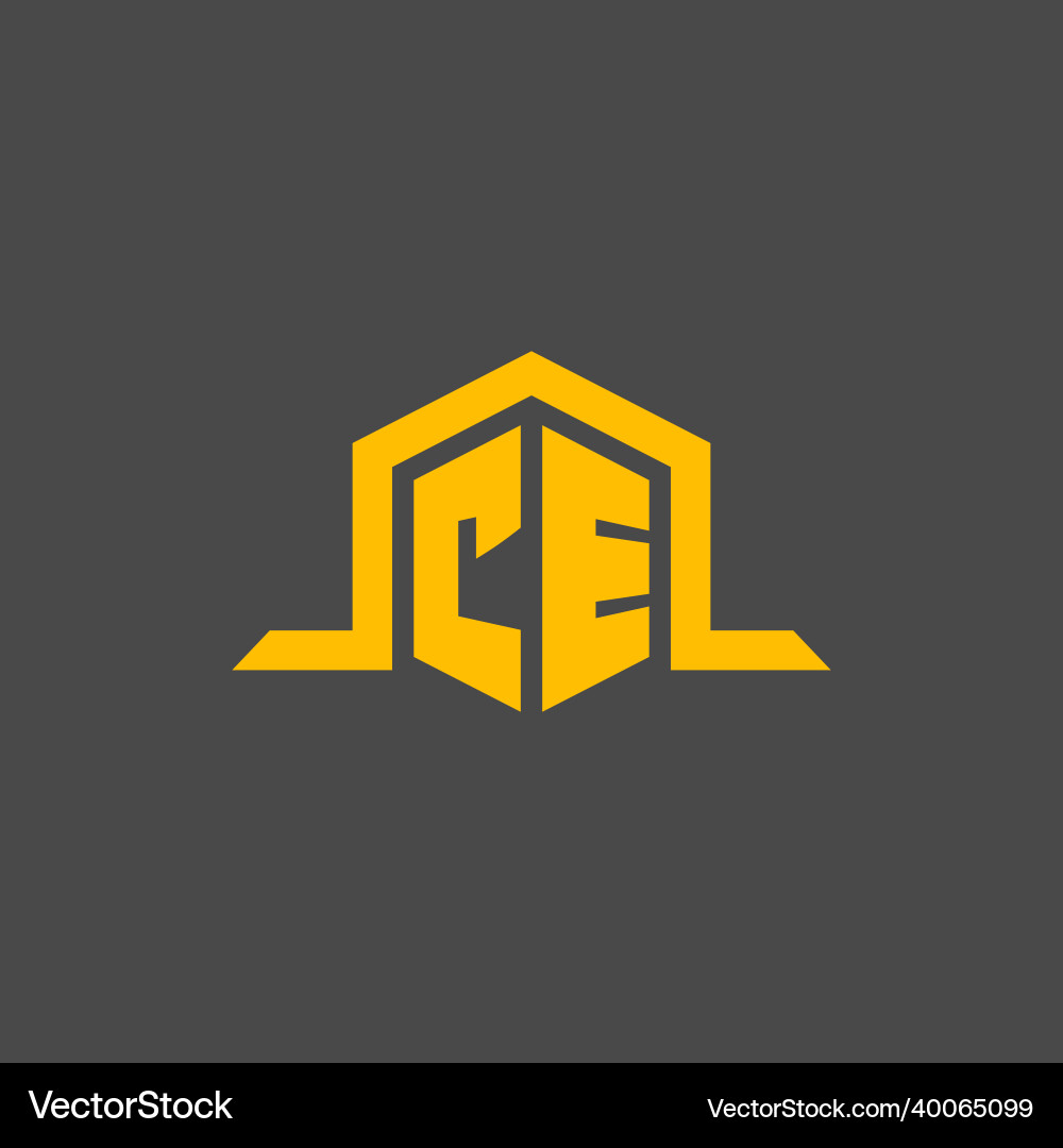 Ce monogram initial logo with hexagon style design Ce monogram initial logo with hexagon style design Vector Image