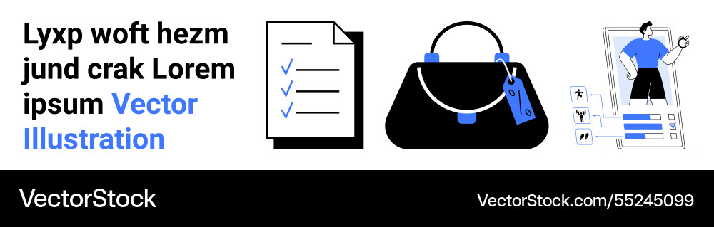 Checklist handbag with tag and mobile app Checklist handbag with tag and mobile app vector image