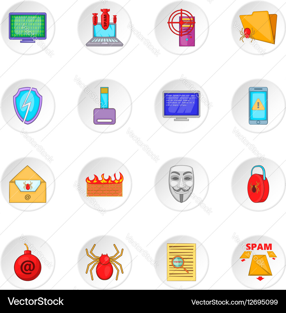 Computer security icons set Vector Image