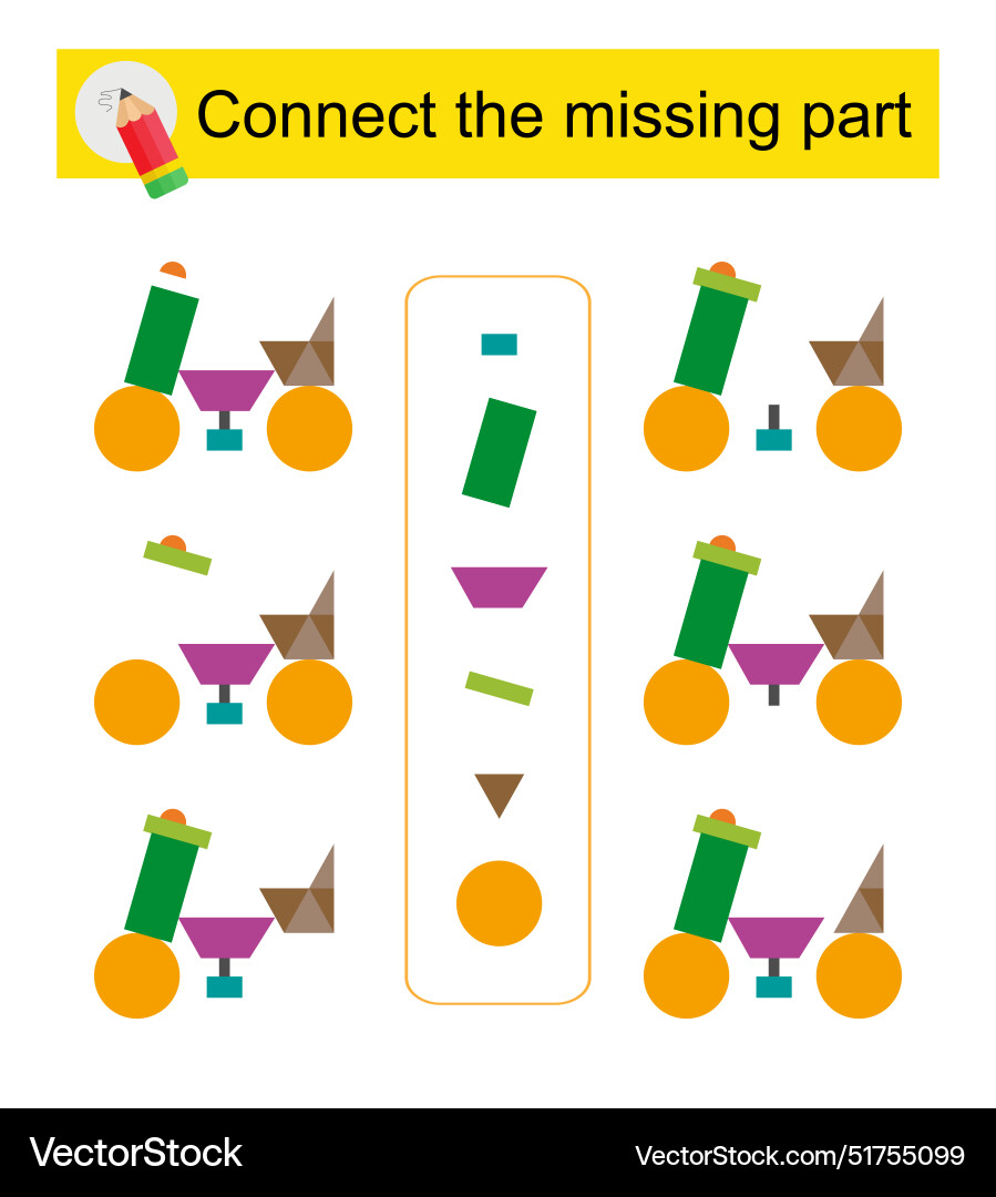 Connect the missing part task for development Connect the missing part task for development vector image
