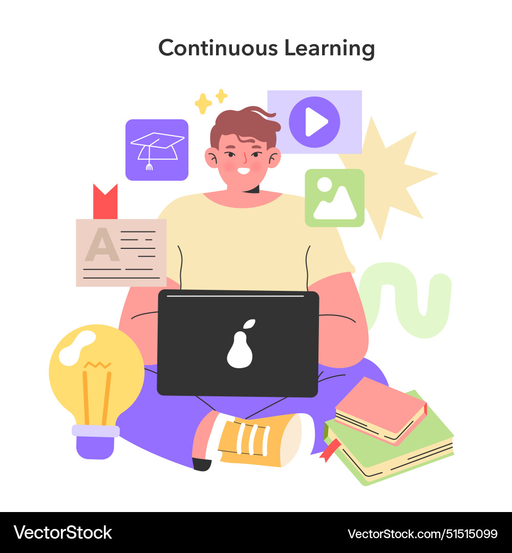 Continuous learning concept Continuous learning concept vector image
