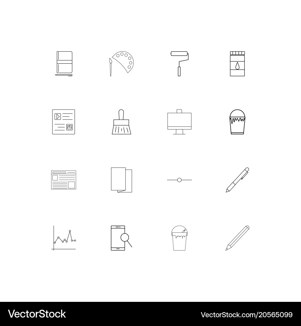 Creative process and design simple linear icons Vector Image