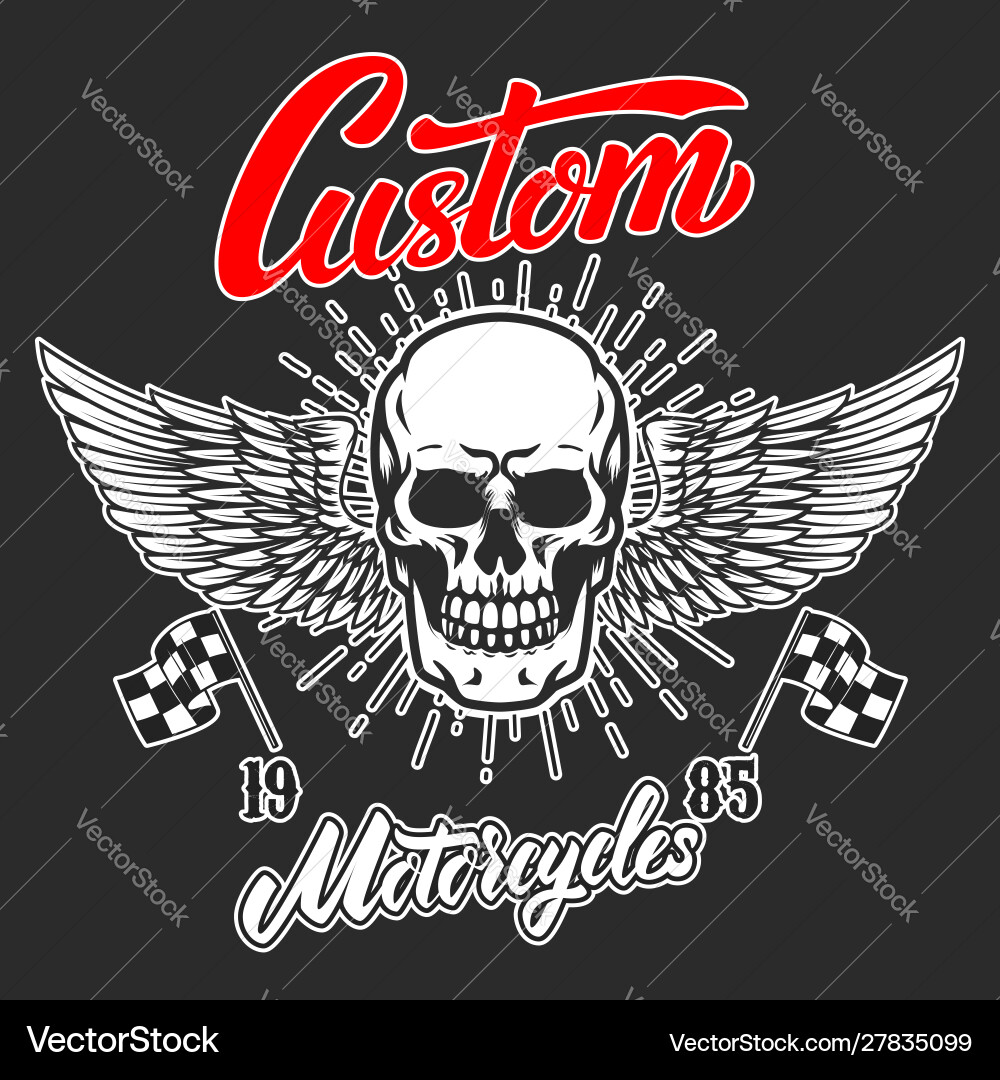 Custom motorcycles poster template with winged Custom motorcycles poster template with winged Vector Image