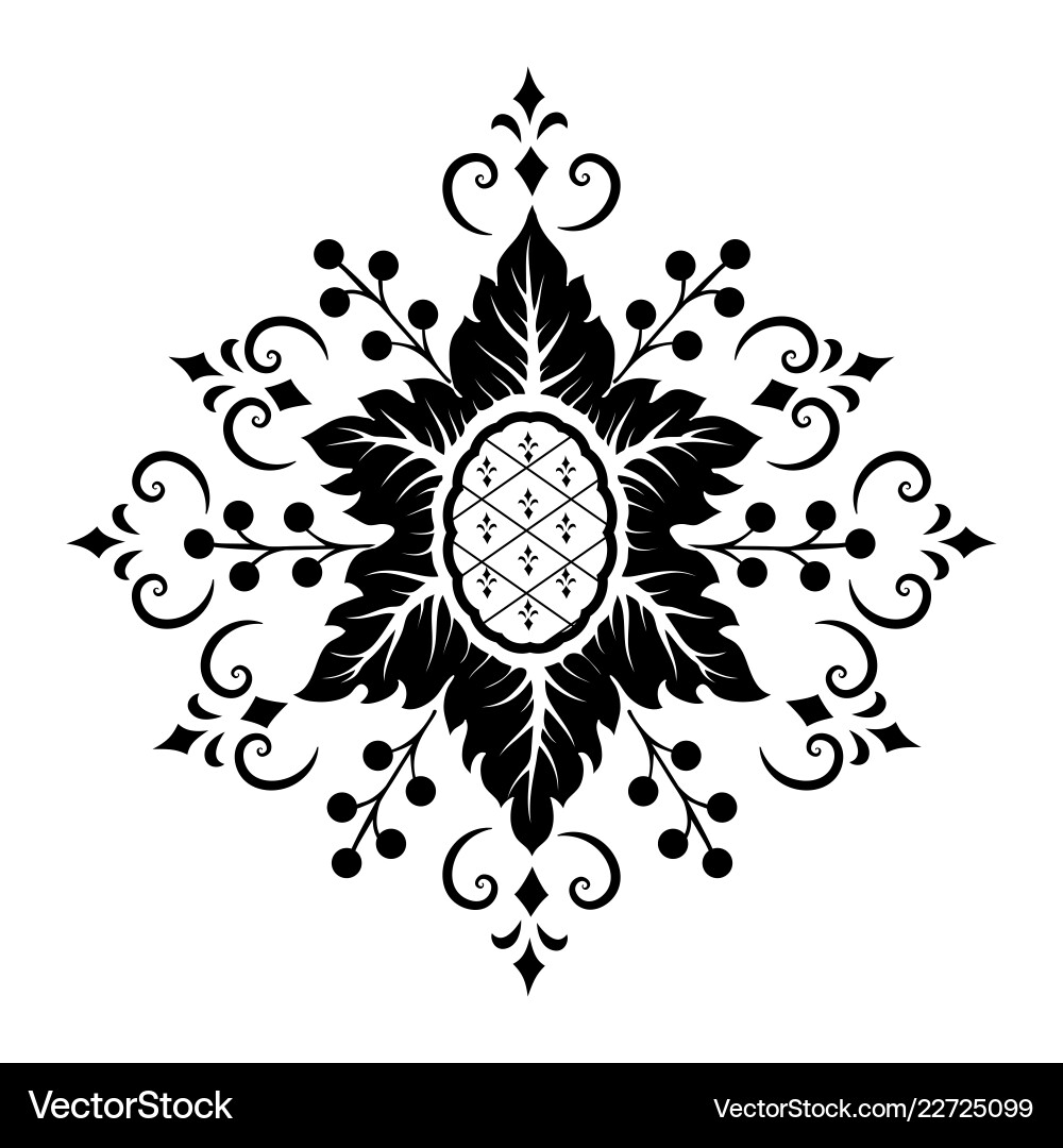 Damask element isolated central vector image
