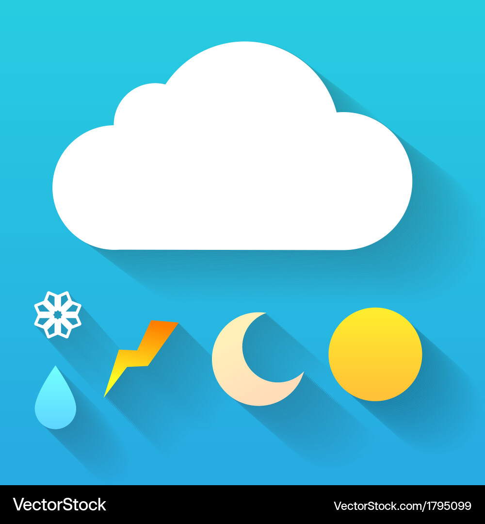 Day cloud and collection of signs isolated on blue Vector Image