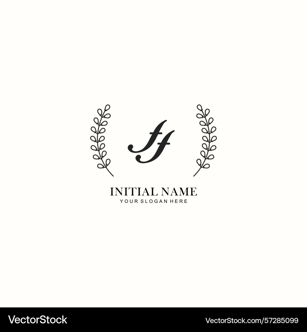 Ff initial logo templates with botanical elements Vector Image