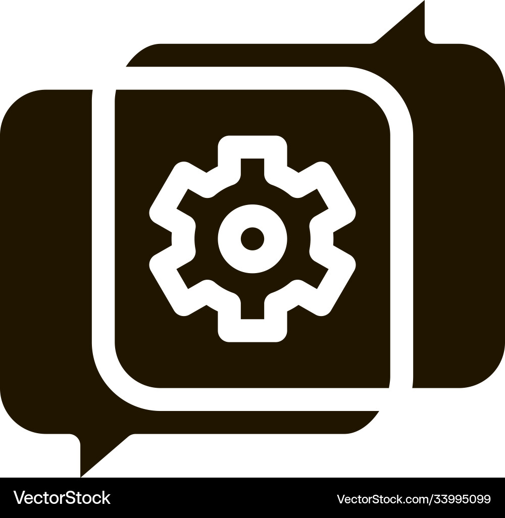 Gear in quotation frame agile element glyph icon Gear in quotation frame agile element glyph icon Vector Image
