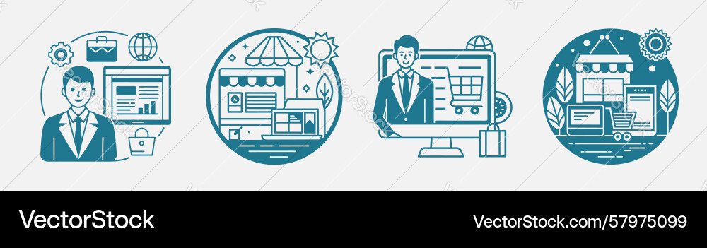 In set three business e-commerce concepts Vector Image