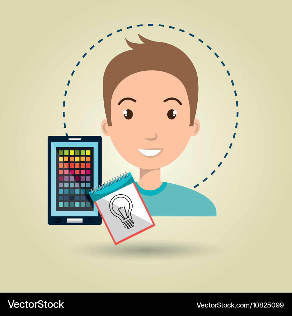 Man smartphone color chart idea vector image