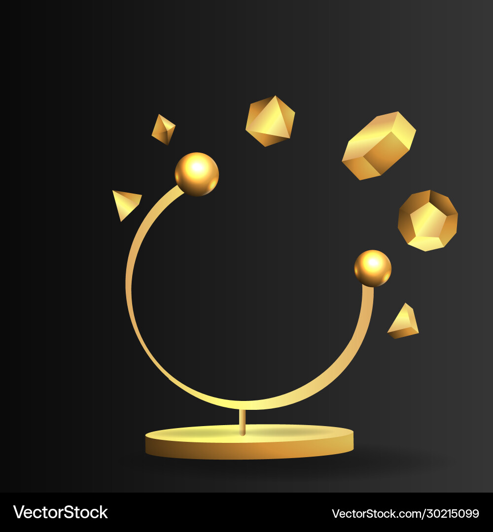 Metallic golden round frame with floating Metallic golden round frame with floating Vector Image