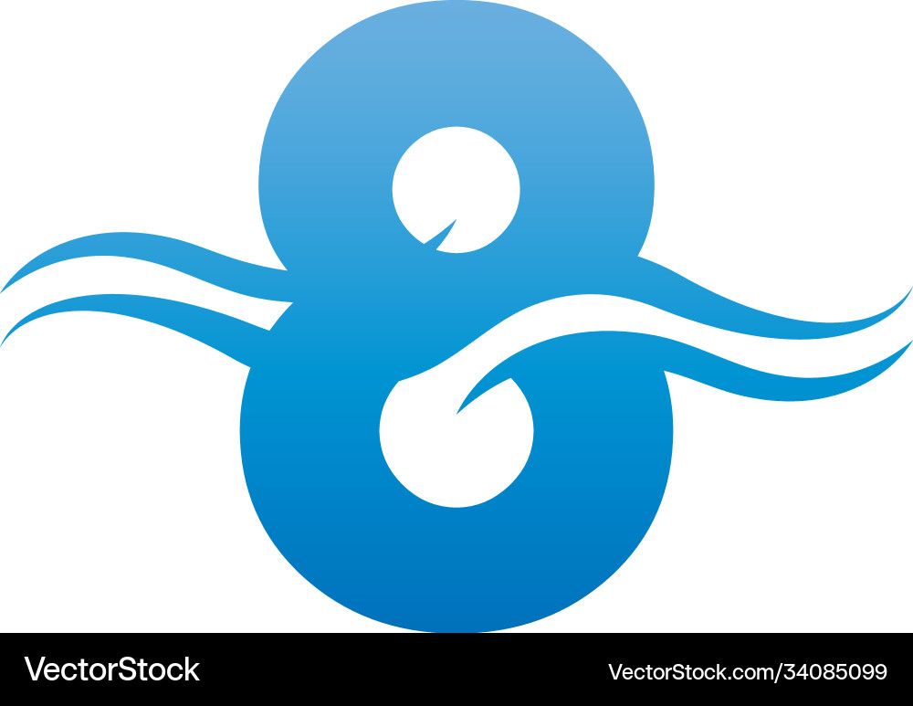 Mix number 8 with wave design Vector Image