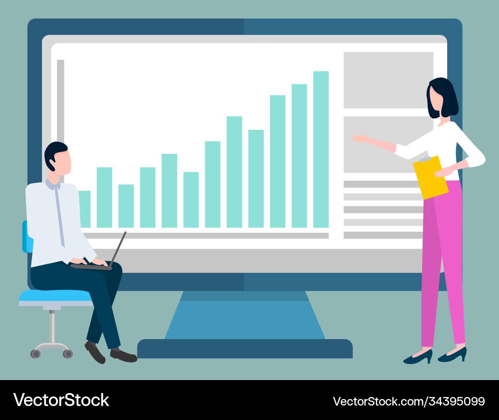 Monitor computer with information infochart Monitor computer with information infochart Vector Image