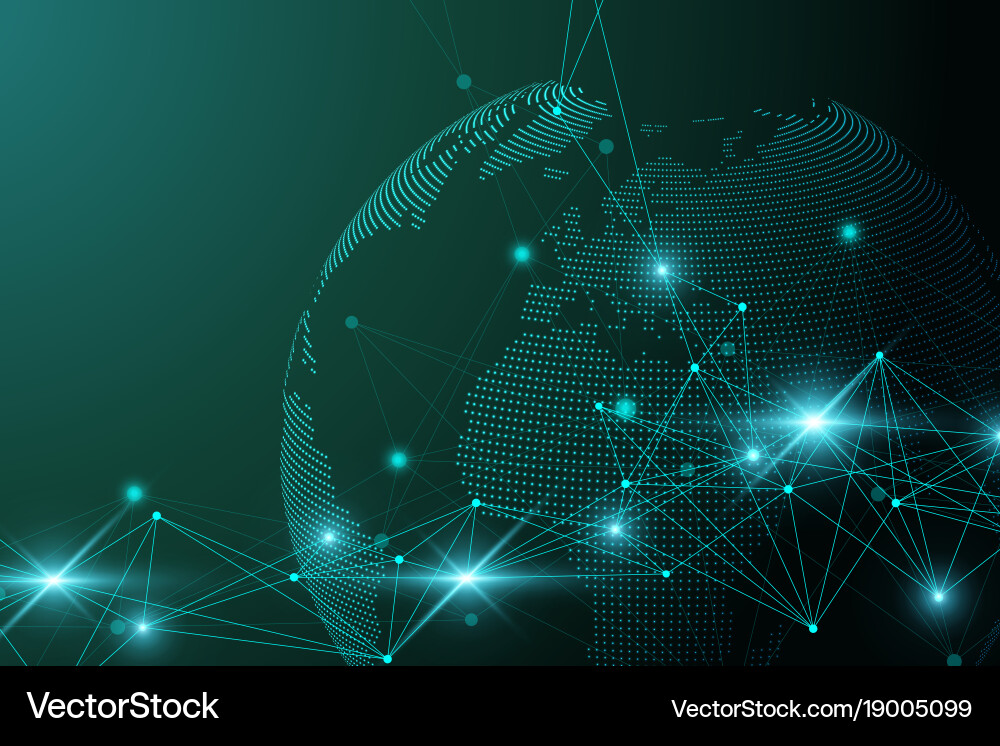 Network and data exchange over planet earth Vector Image