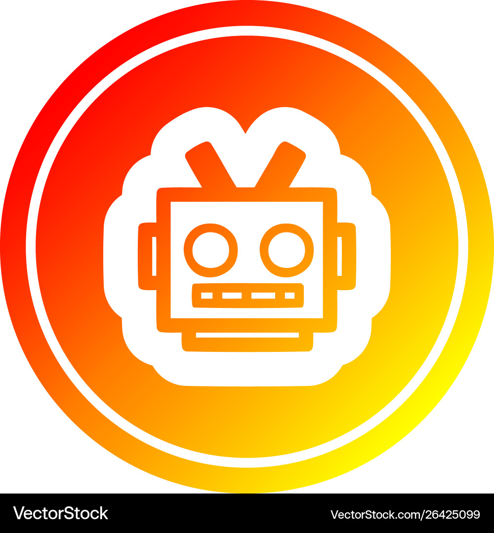 Robot head circular in hot gradient spectrum vector image