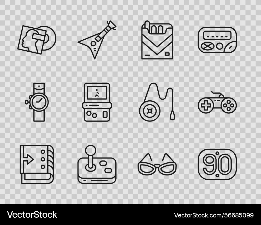 Set line sound mixer controller 90s retro Set line sound mixer controller 90s retro Vector Image