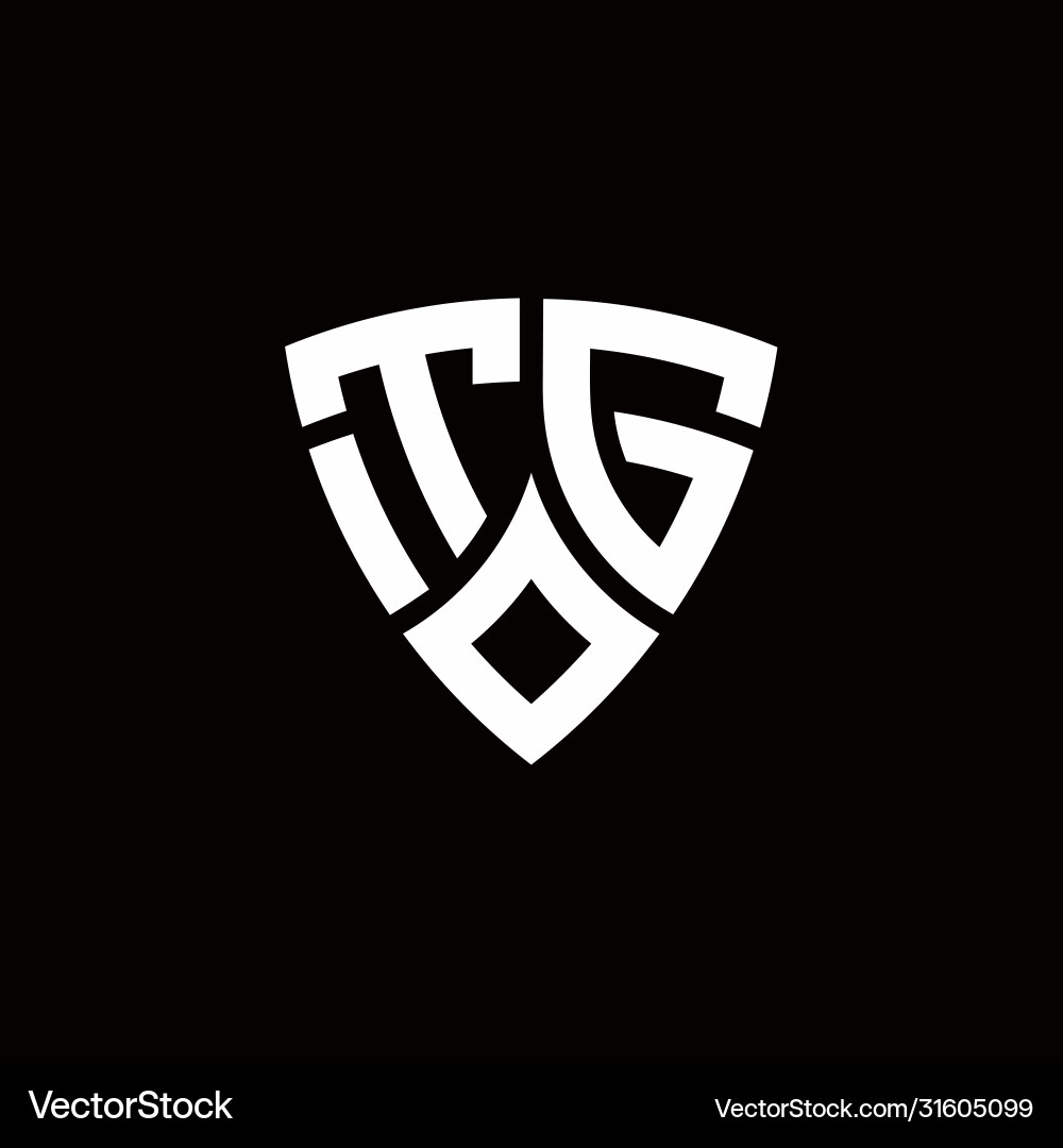 Tg Monogramm Logo mit modernem Schild-Stil Design Tg Monogramm Logo mit modernem Schild-Stil Design vektorbild