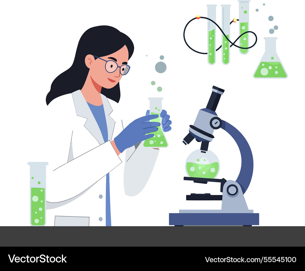 A scientist in lab coat conducting experiments Vector Image