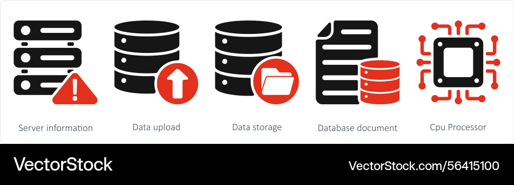 A set of 5 seo icons as server information data Vector Image