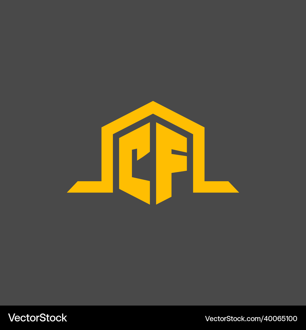 Cf monogram initial logo with hexagon style design Vector Image