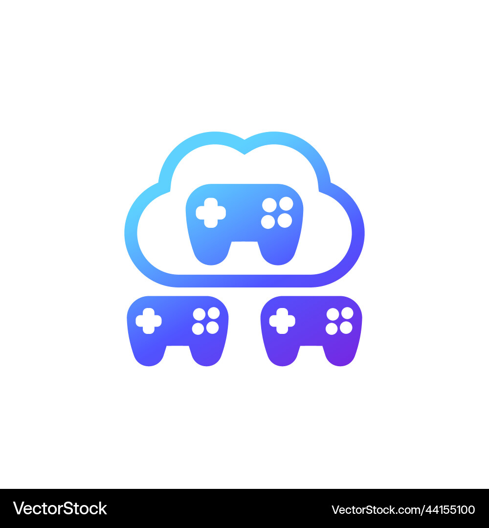 Cloud gaming icon with and game controllers Vector Image