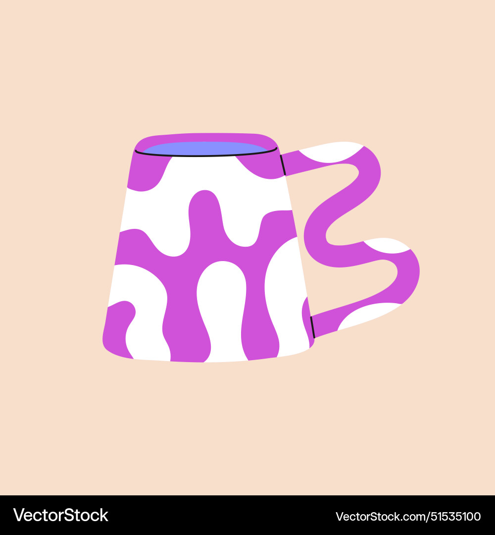 Cute white cup decorated bright twisted form line Vector Image